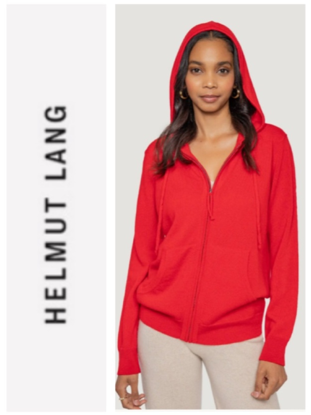 Helmut Lang Aurora Minimalist 100% Cashmere Hoodie Cardigan Jacket